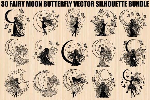 Download Fairy Moon Butterfly Silhouette Bundle - Butterfly silhouette Collection